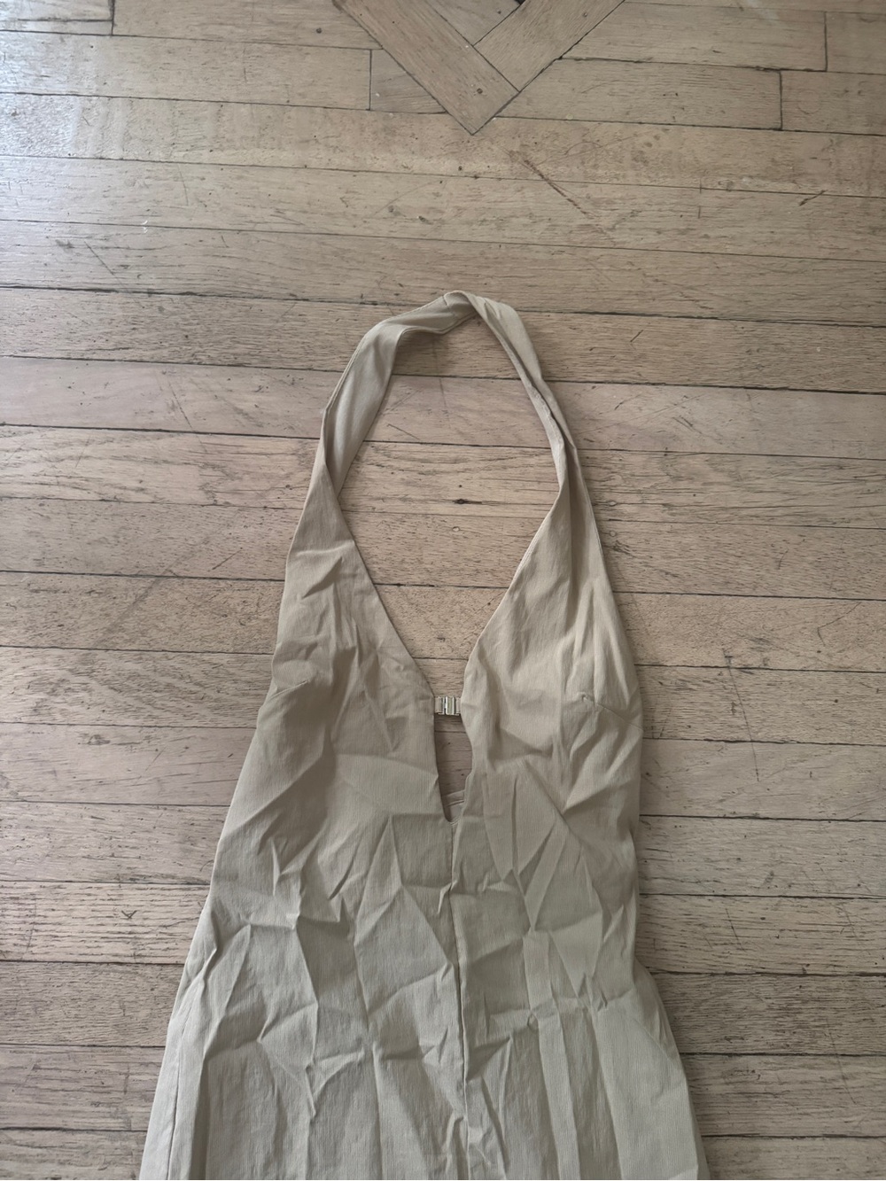 Zara Tan Halter Maxi Dress with Front Keyhole - Picture 3 of 9